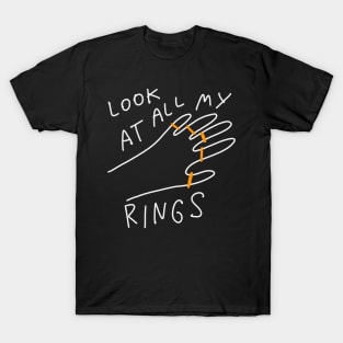 Look At All My Rings - Simple Minimal Ironic Drawing T-Shirt